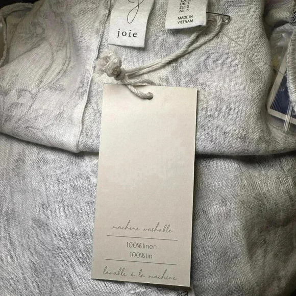 JOIE LINEN BLAZER Grey/White floral print NWT POCKETS SZ S & SZ M notched collar - Picture 9 of 12